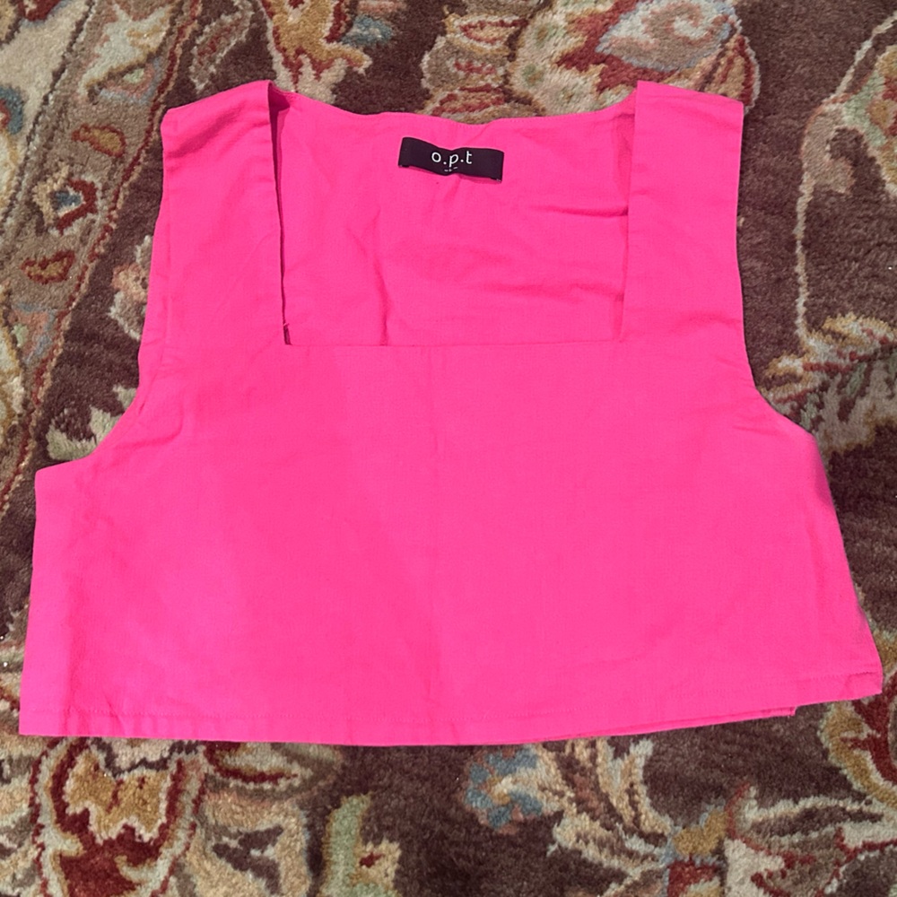 O.P.T One Pretty Time Smocked Crop Top, Women's Size L, Pink